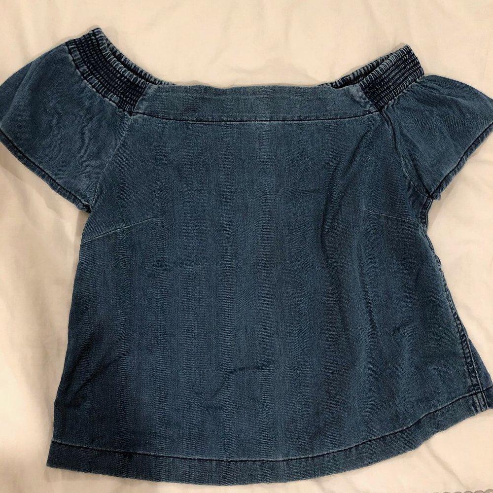 Aritzia Denim Off-The-Shoulder Top